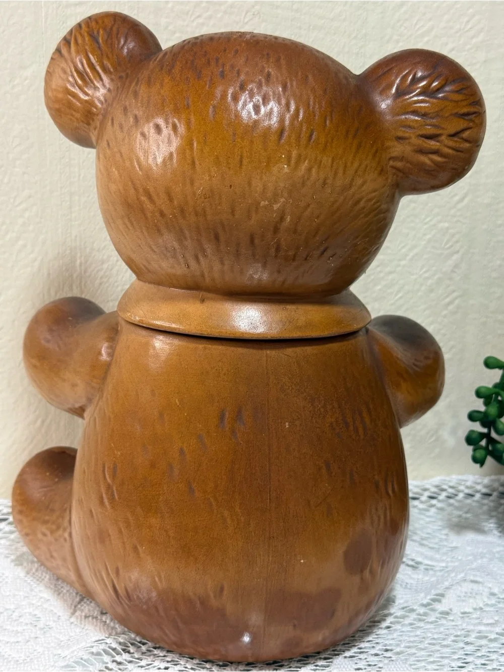 Twin Winton Ceramic Brown Teddy Bear w/Bow Cookie Jar 12